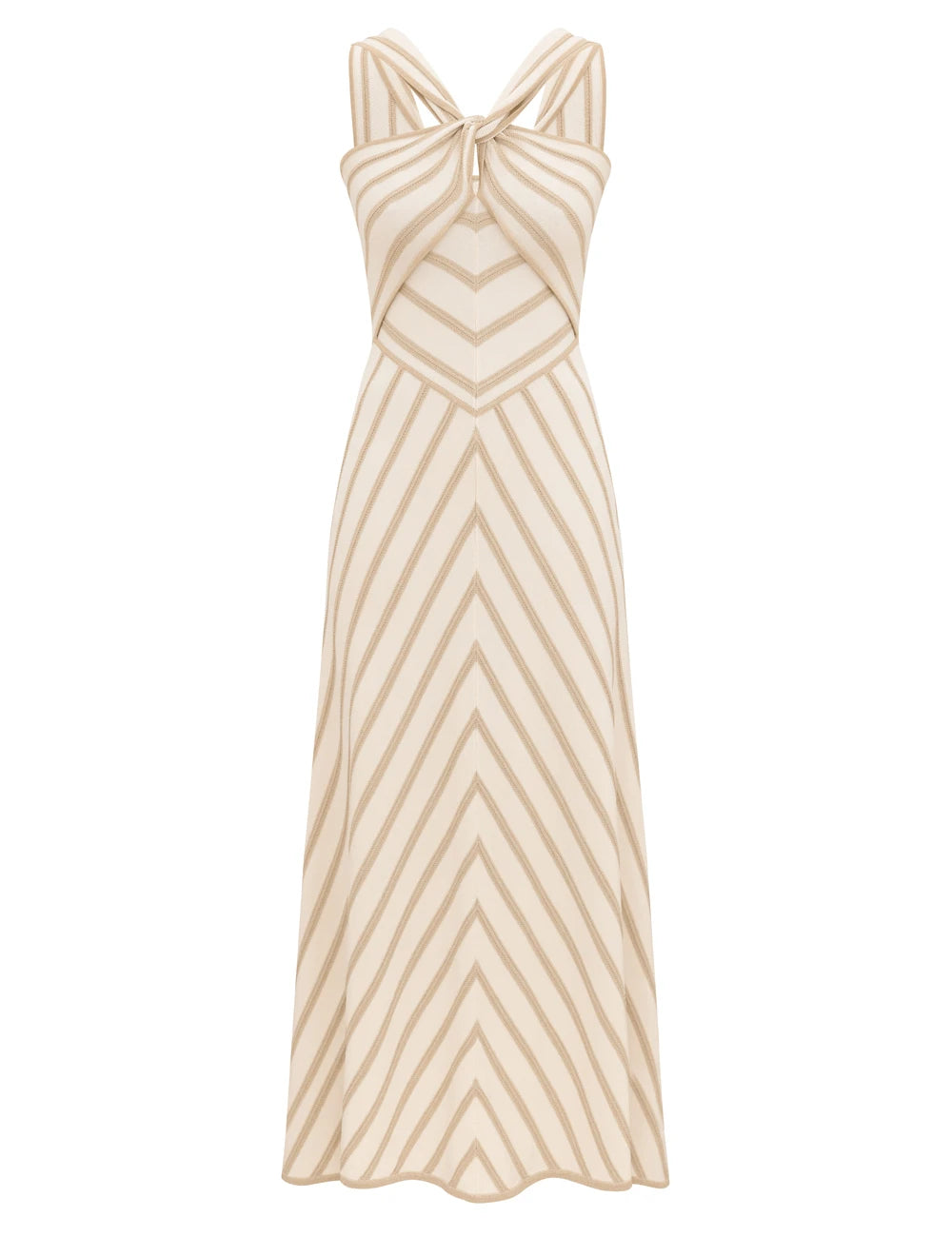 Zimmermann Dress Luna Metallic Halter Dress, Cream Soho-Boutique