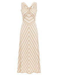 Zimmermann Dress Luna Metallic Halter Dress, Cream Soho-Boutique