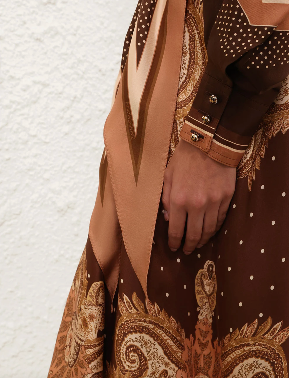 Zimmermann Dress Luna Shirt Dress, Caramel Paisley Soho-Boutique
