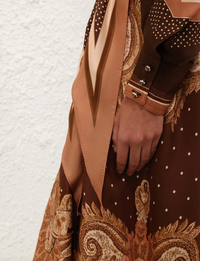 Zimmermann Dress Luna Shirt Dress, Caramel Paisley Soho-Boutique