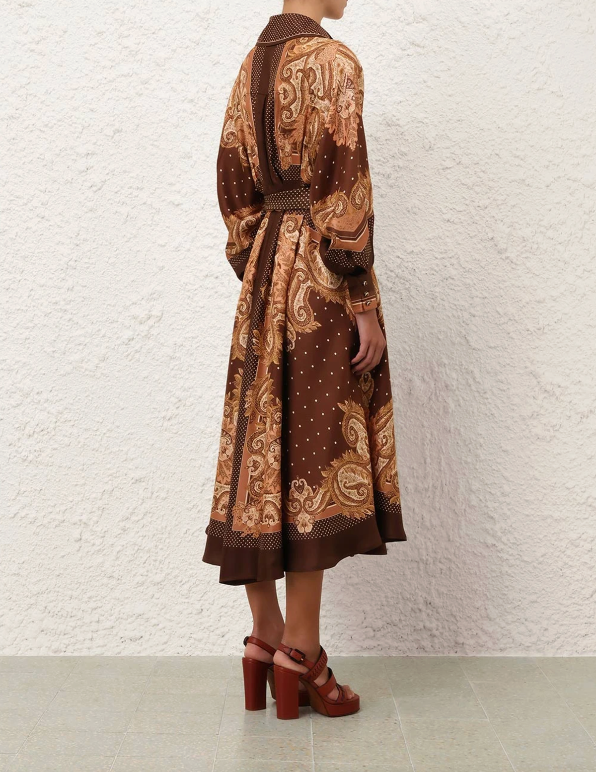 Zimmermann Dress Luna Shirt Dress, Caramel Paisley Soho-Boutique