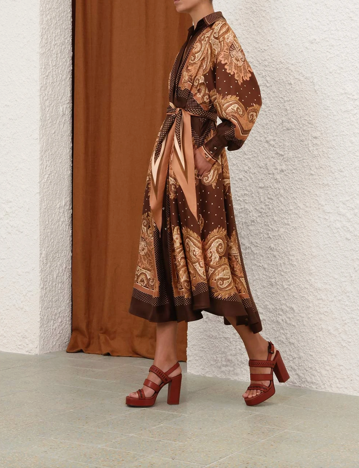 ZIMMERMANN Luna Shirt Dress | Caramel Paisley
