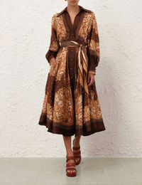 Zimmermann Dress Luna Shirt Dress, Caramel Paisley Soho-Boutique