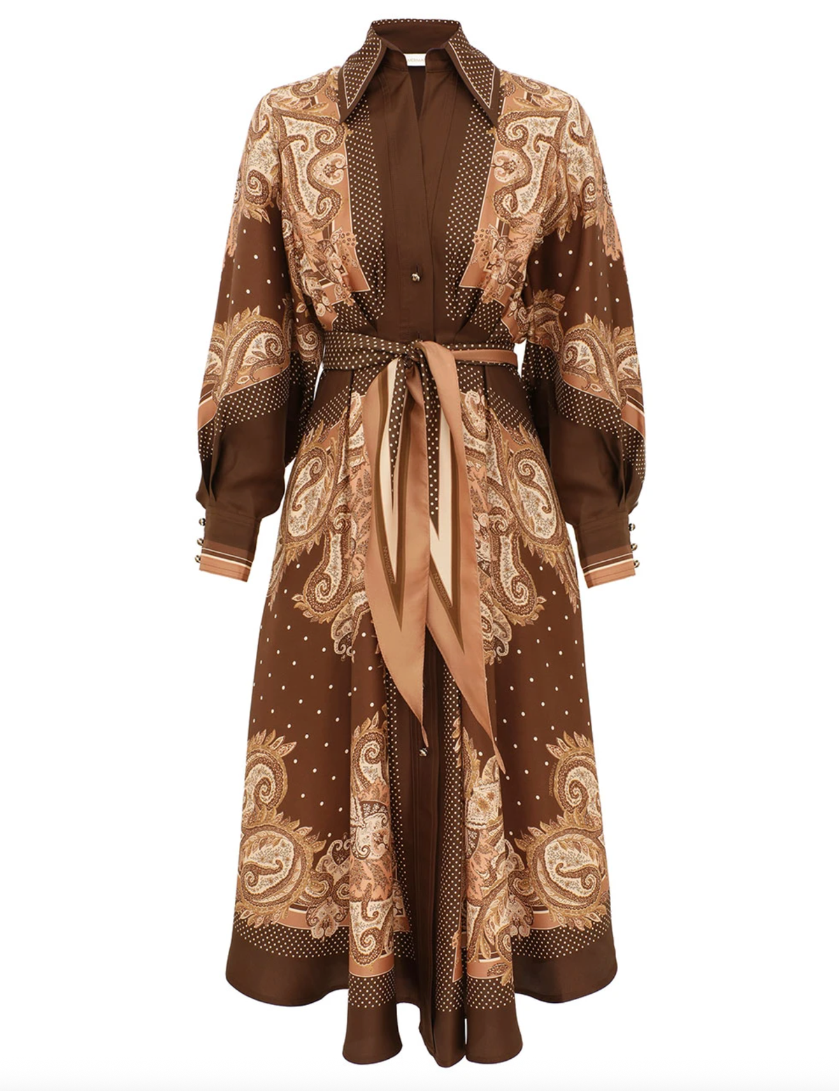 Zimmermann Dress Luna Shirt Dress, Caramel Paisley Soho-Boutique