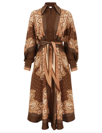 Zimmermann Dress Luna Shirt Dress, Caramel Paisley Soho-Boutique