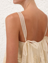 Zimmermann Dress Luna Tiered Lace Slip, Cream Soho-Boutique