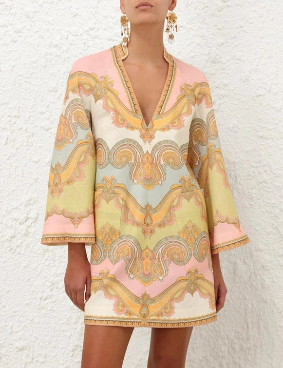 Zimmermann Dress Maxine Tunic Dress, Gold Paisley Soho-Boutique