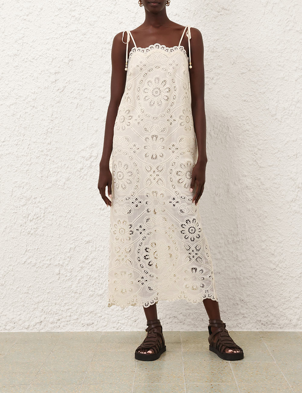 Zimmermann Dress Rhiannon Embroidered Dress, Ivory Soho-Boutique