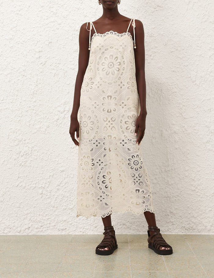Zimmermann Dress Rhiannon Embroidered Dress, Ivory Soho-Boutique