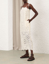 Zimmermann Dress Rhiannon Embroidered Dress, Ivory Soho-Boutique