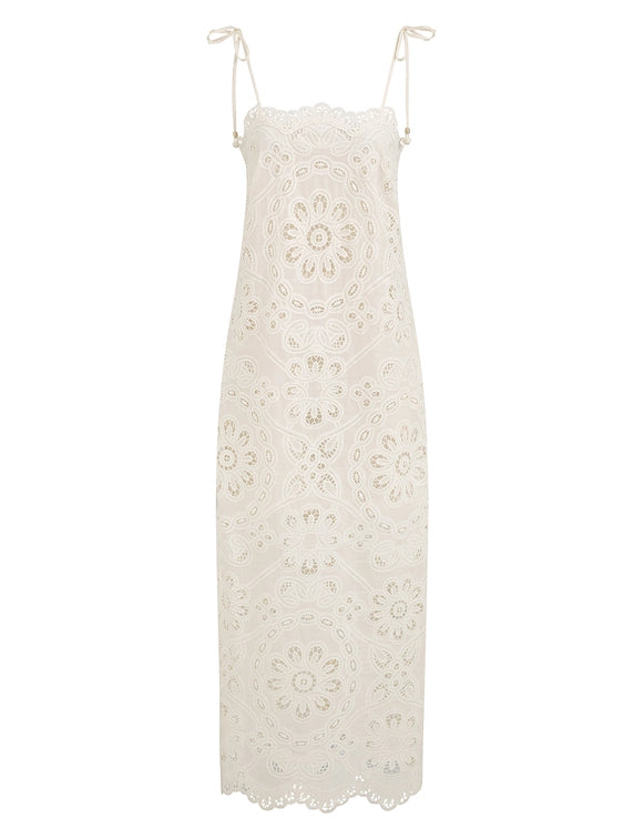 Zimmermann Dress Rhiannon Embroidered Dress, Ivory Soho-Boutique