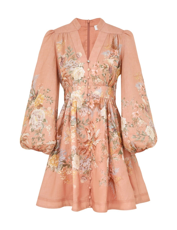 Zimmermann Dress Tallow Plunge Mini Dress, Pink Multi Floral Soho-Boutique