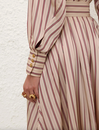 Zimmermann Dress Valiant Tuck Shirt Dress, Cream Rose Stripe Soho-Boutique