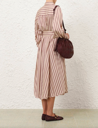 Zimmermann Dress Valiant Tuck Shirt Dress, Cream Rose Stripe Soho-Boutique