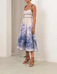 Zimmermann Dress Wylie Picnic Dress, Blue Palm Soho-Boutique