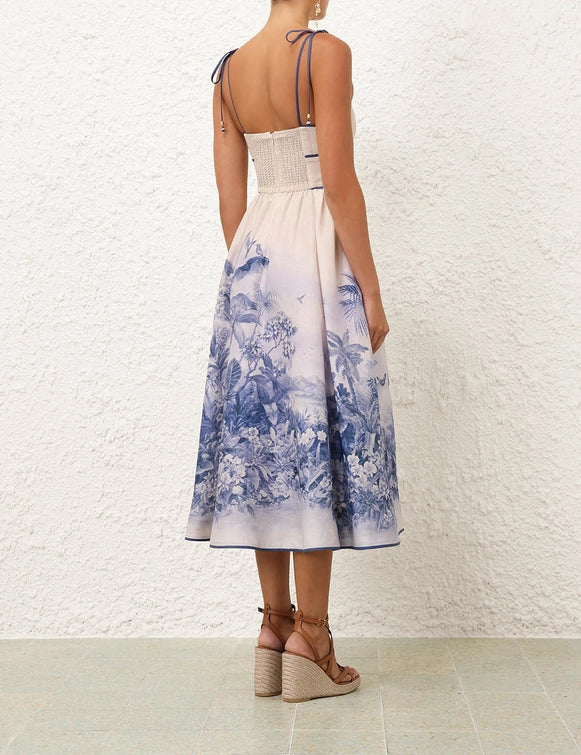 Zimmermann Dress Wylie Picnic Dress, Blue Palm Soho-Boutique