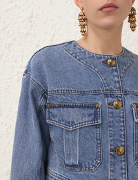 Zimmermann Jacket Denim Cropped Jacket, Dawn Blue Soho-Boutique