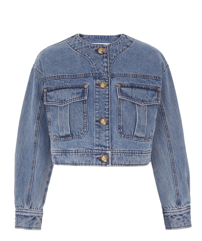 Zimmermann Jacket Denim Cropped Jacket, Dawn Blue Soho-Boutique