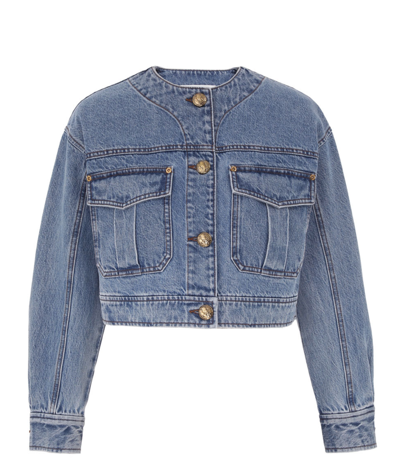 Zimmermann Jacket Denim Cropped Jacket, Dawn Blue Soho-Boutique