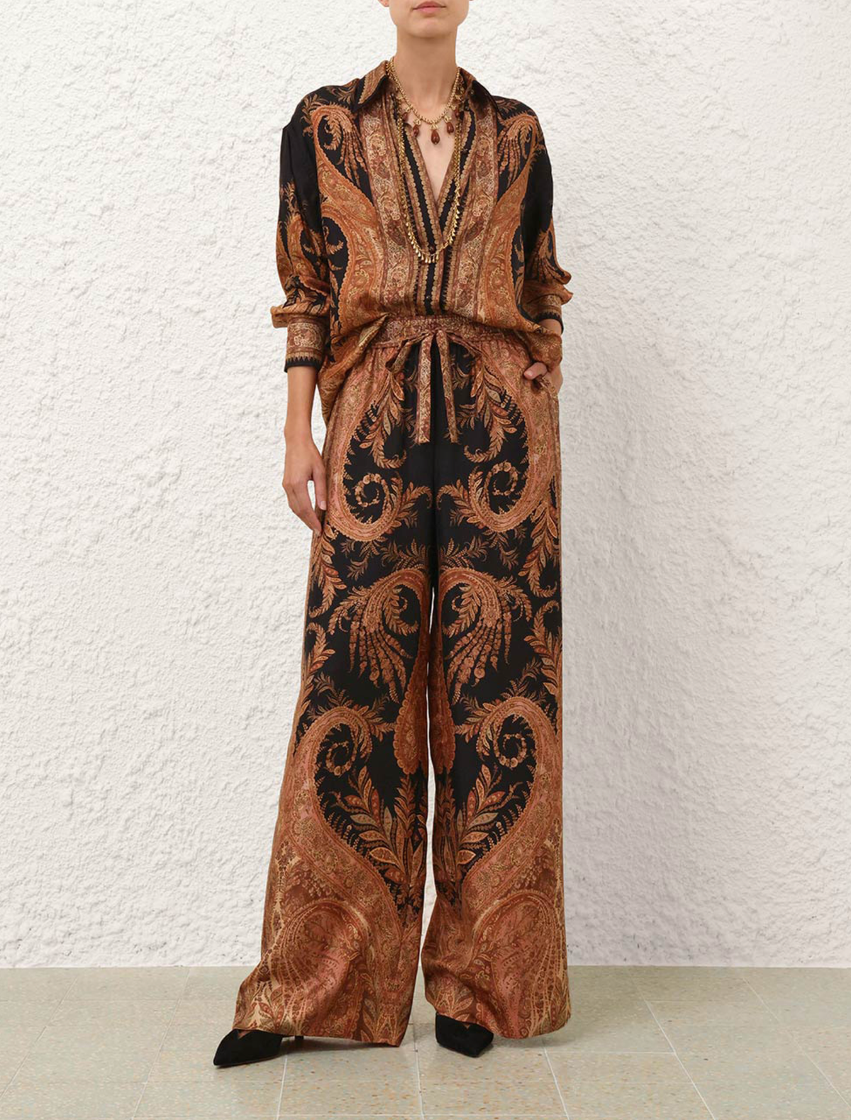 Zimmermann Pant Hypnotic Track Pant, Black Paisley Soho-Boutique