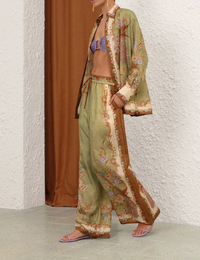 Zimmermann Pant Indra Relaxed Pant, Khaki Scarf Floral Soho-Boutique