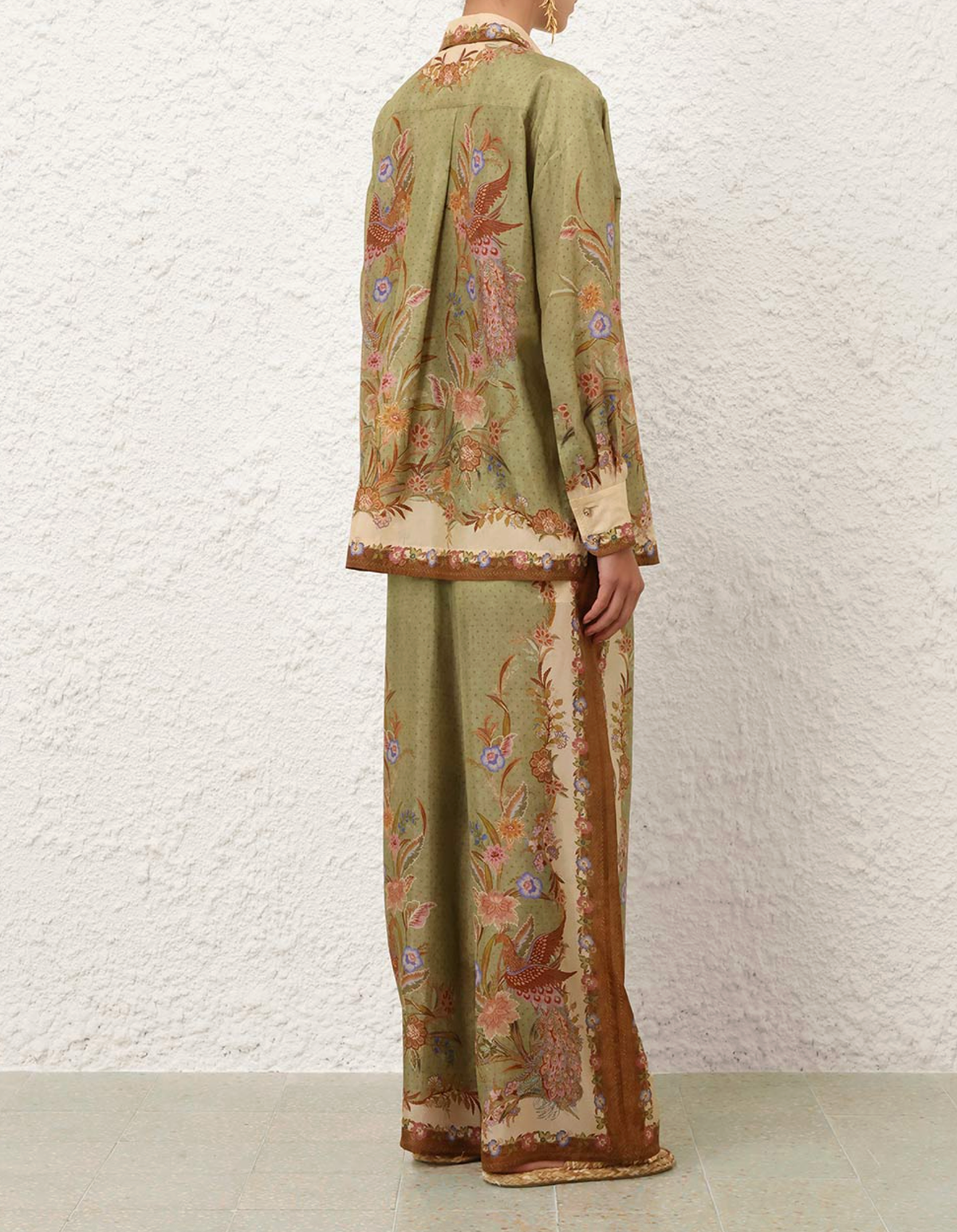 Zimmermann Pant Indra Relaxed Pant, Khaki Scarf Floral Soho-Boutique