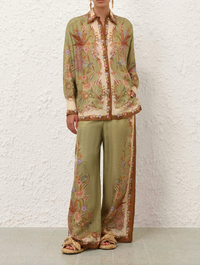Zimmermann Pant Indra Relaxed Pant, Khaki Scarf Floral Soho-Boutique