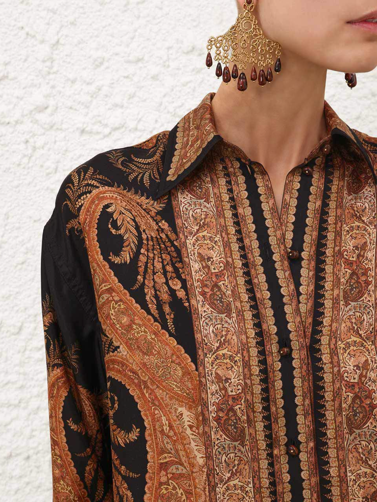 Zimmermann Shirt Hypnotic Relaxed Shirt, Black Paisley Soho-Boutique