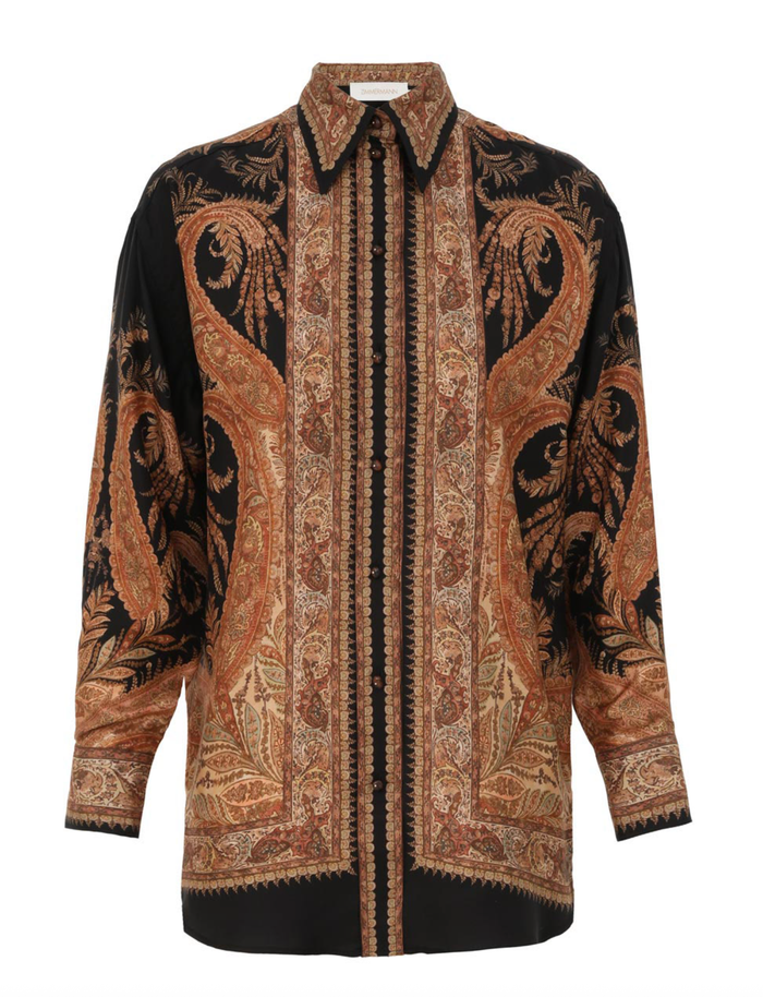 Zimmermann Shirt Hypnotic Relaxed Shirt, Black Paisley Soho-Boutique