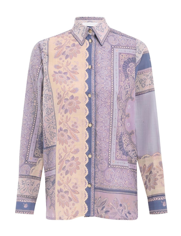 Zimmermann Shirt Lucky Relaxed Shirt, Blue Bandana Soho-Boutique