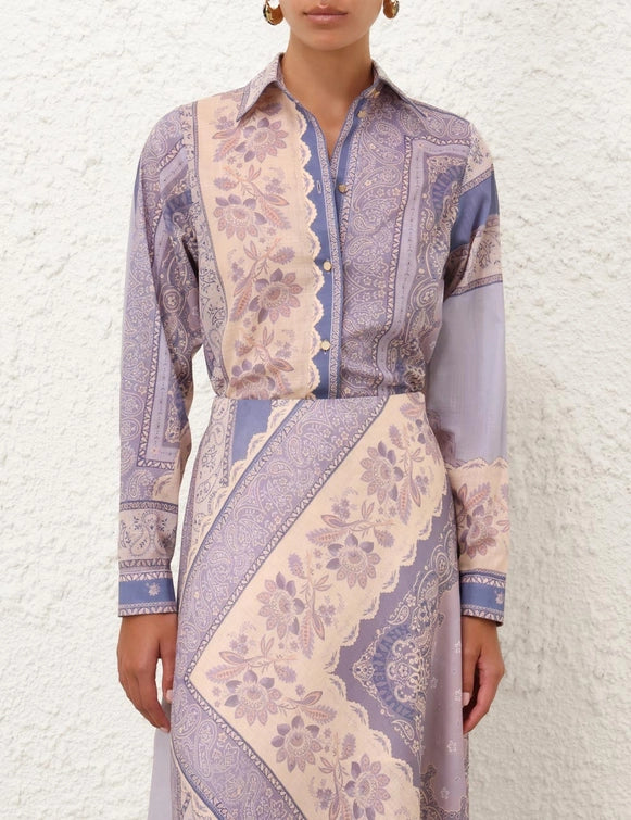 Zimmermann Shirt Lucky Relaxed Shirt, Blue Bandana Soho-Boutique