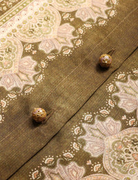 Zimmermann Shirt Luna Satin Shirt, Olive Perla Paisley Soho-Boutique