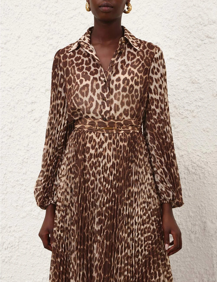Zimmermann Shirt Sunray Collared Shirt, Leopard Soho-Boutique