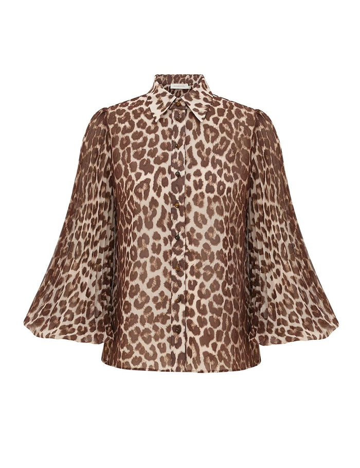Zimmermann Shirt Sunray Collared Shirt, Leopard Soho-Boutique