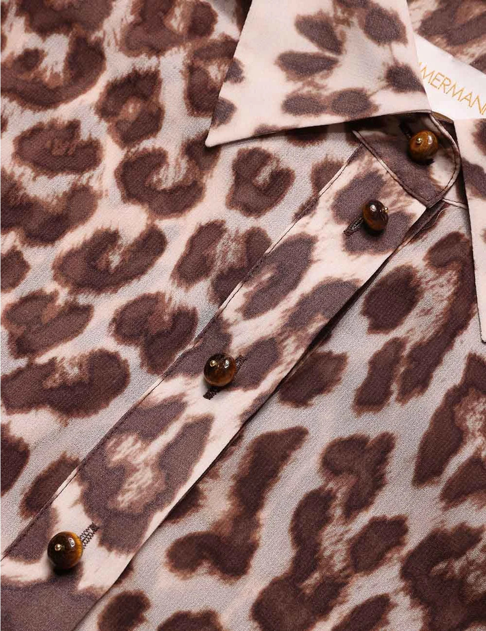 Zimmermann Shirt Sunray Collared Shirt, Leopard Soho-Boutique
