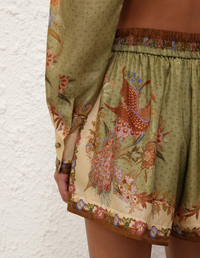 Zimmermann Short Indra Relaxed Short, Khaki Scarf Soho-Boutique