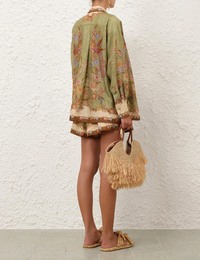 Zimmermann Short Indra Relaxed Short, Khaki Scarf Soho-Boutique