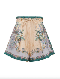 Zimmermann Shorts Indra Tuck Short, Cream Scarf Floral Soho-Boutique