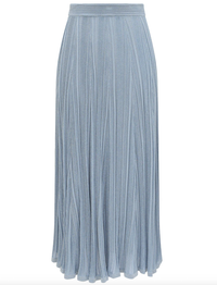Zimmermann Skirt Aster Metallic Midi Skirt, Metallic Blue Soho-Boutique