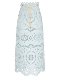 Zimmermann Skirt Awaken Embroidered Skirt, Mint Soho-Boutique