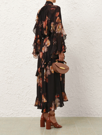 Zimmermann Skirt Hypnotic Asymetric Midi Skirt, Russet Floral Soho-Boutique