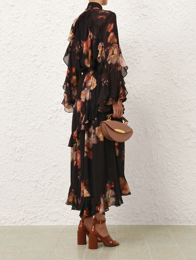 Zimmermann Skirt Hypnotic Asymetric Midi Skirt, Russet Floral Soho-Boutique