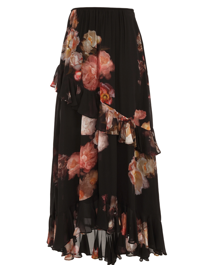 Zimmermann Skirt Hypnotic Asymetric Midi Skirt, Russet Floral Soho-Boutique