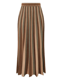 Zimmermann Skirt Hypnotic Midi Skirt, Metallic Green Stripe Soho-Boutique