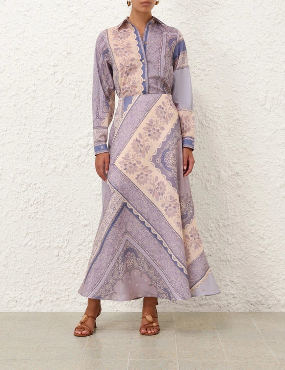 Zimmermann Skirt Lucky Bias Skirt, Blue Bandana Soho-Boutique
