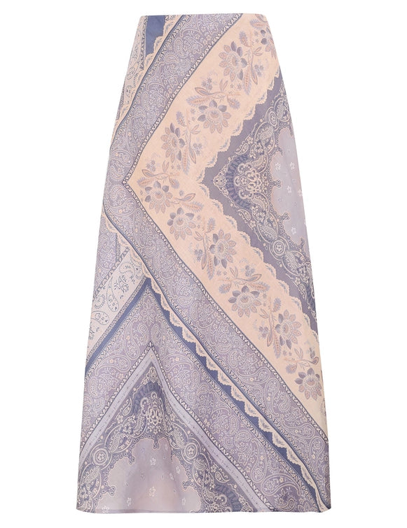Zimmermann Skirt Lucky Bias Skirt, Blue Bandana Soho-Boutique