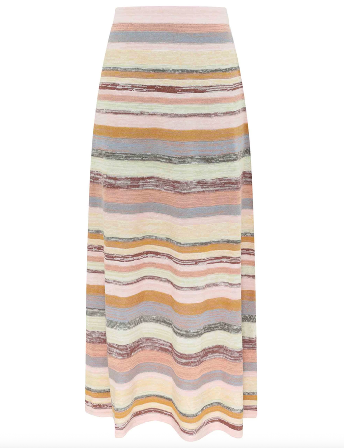 Zimmermann Skirt Luna Mouline Midi Skirt, Multi Stripe Soho-Boutique