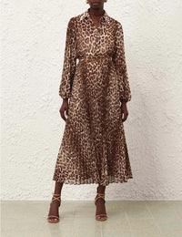 Zimmermann Skirt Sunray Pleated Skirt, Leopard Soho-Boutique