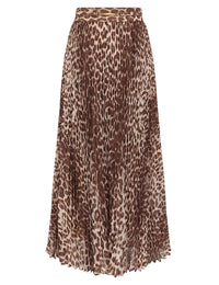 Zimmermann Skirt Sunray Pleated Skirt, Leopard Soho-Boutique