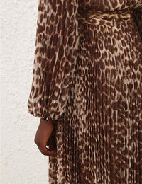 Zimmermann Skirt Sunray Pleated Skirt, Leopard Soho-Boutique